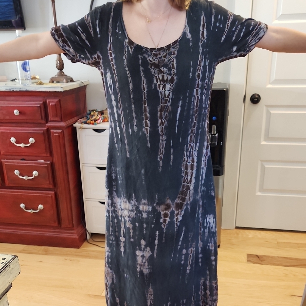 EARTHBOUND Blue and White Casual Maxi Sundress